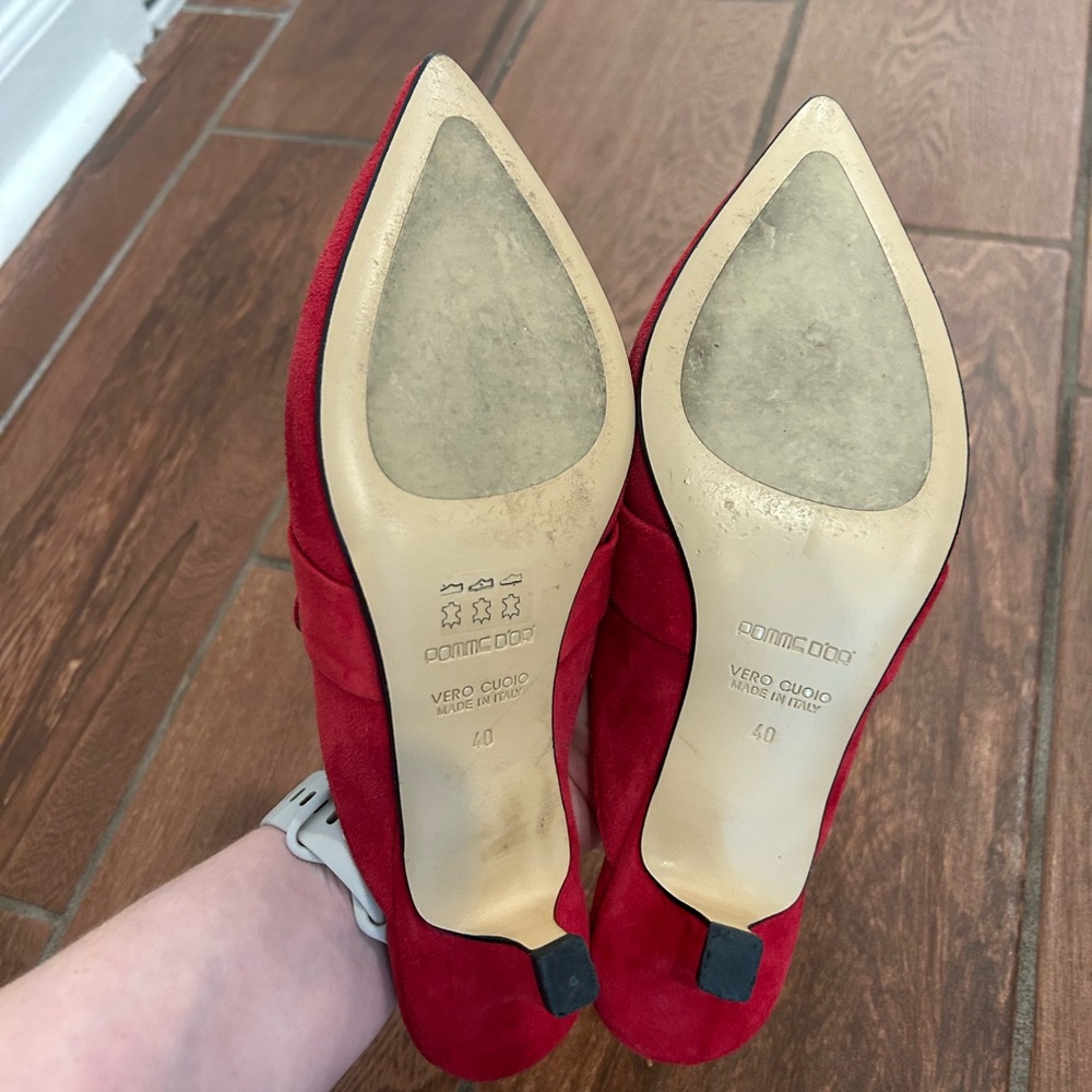 Vero Cucio size 40 leather suede red kitten heels - Picture 4 of 5